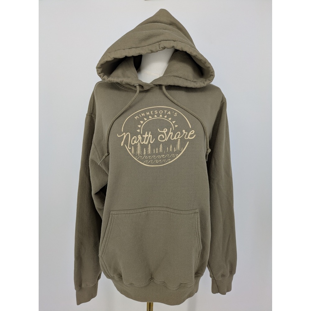 Port & Company Hoodie Small Olive Green Minnesota North Shore Graphic Sweatshirt